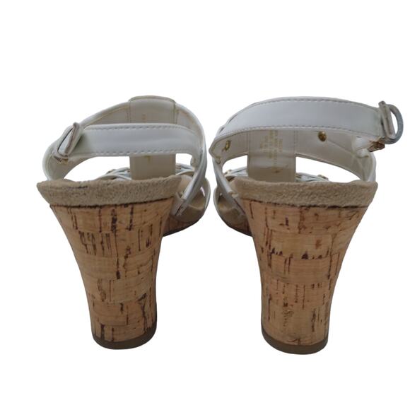 Anne Klein iflex White And Gold Wedge Sandals Size 7.5M - Picture 6 of 7